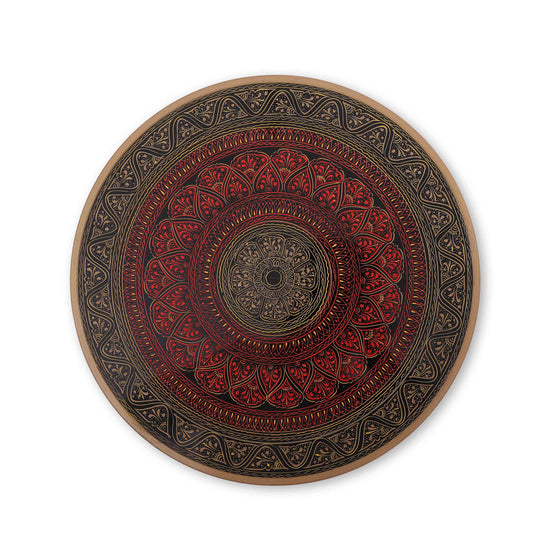 Wooden Pyrographic Coffee Table (REDDISH)