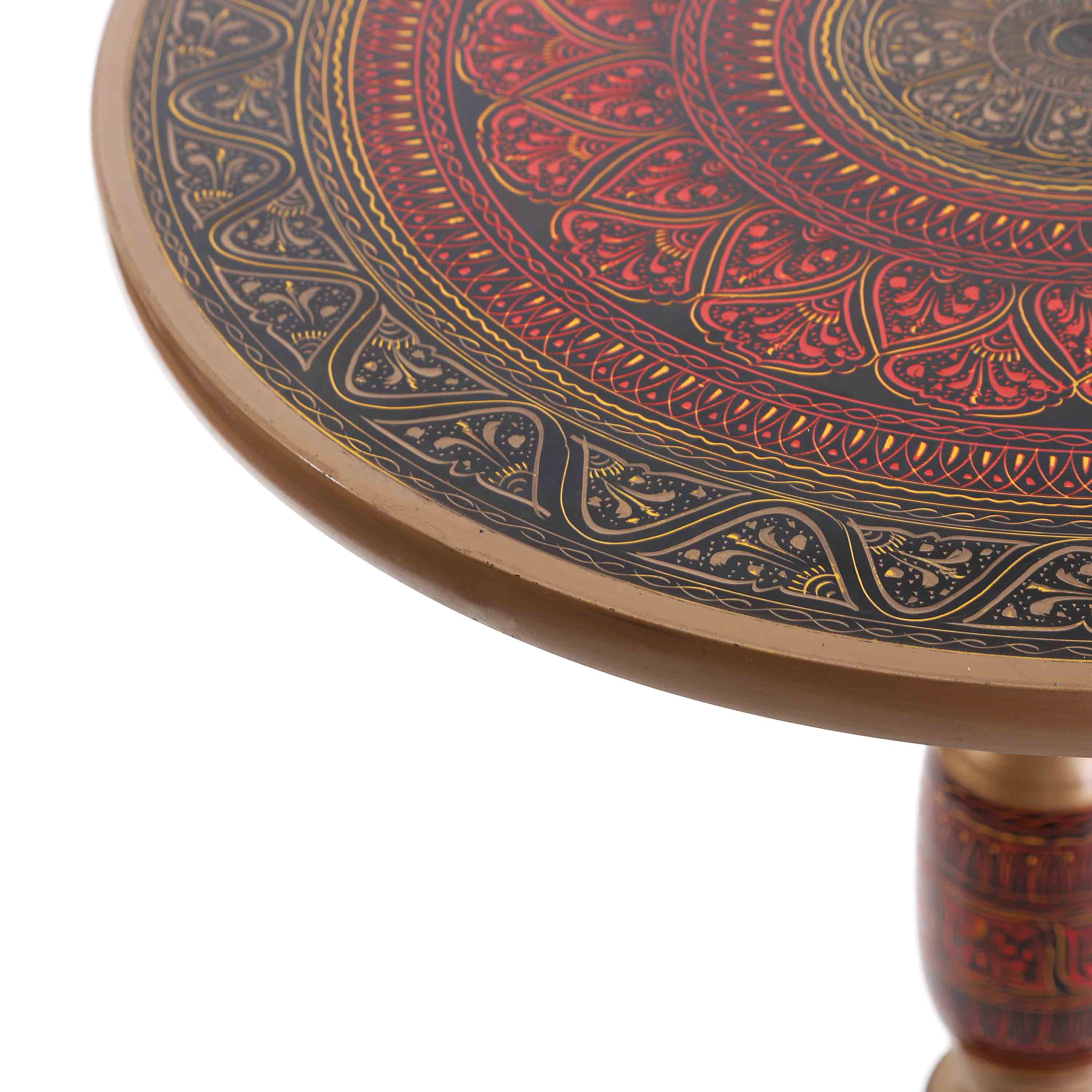 Wooden Pyrographic Coffee Table (REDDISH)