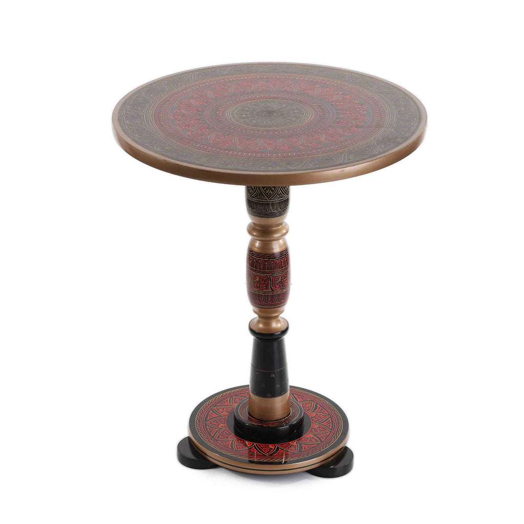 Wooden Pyrographic Coffee Table (REDDISH)