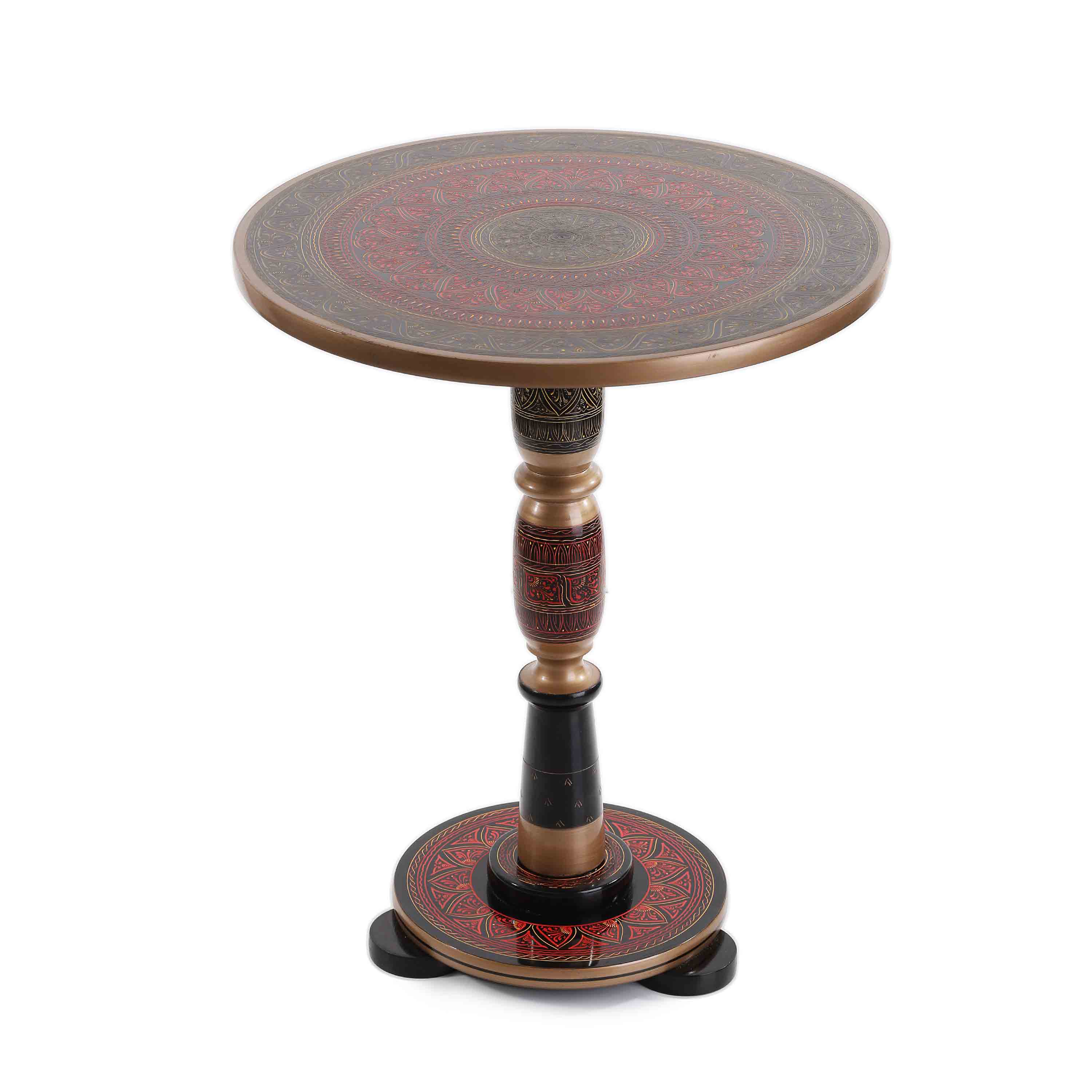 Wooden Pyrographic Coffee Table (REDDISH)