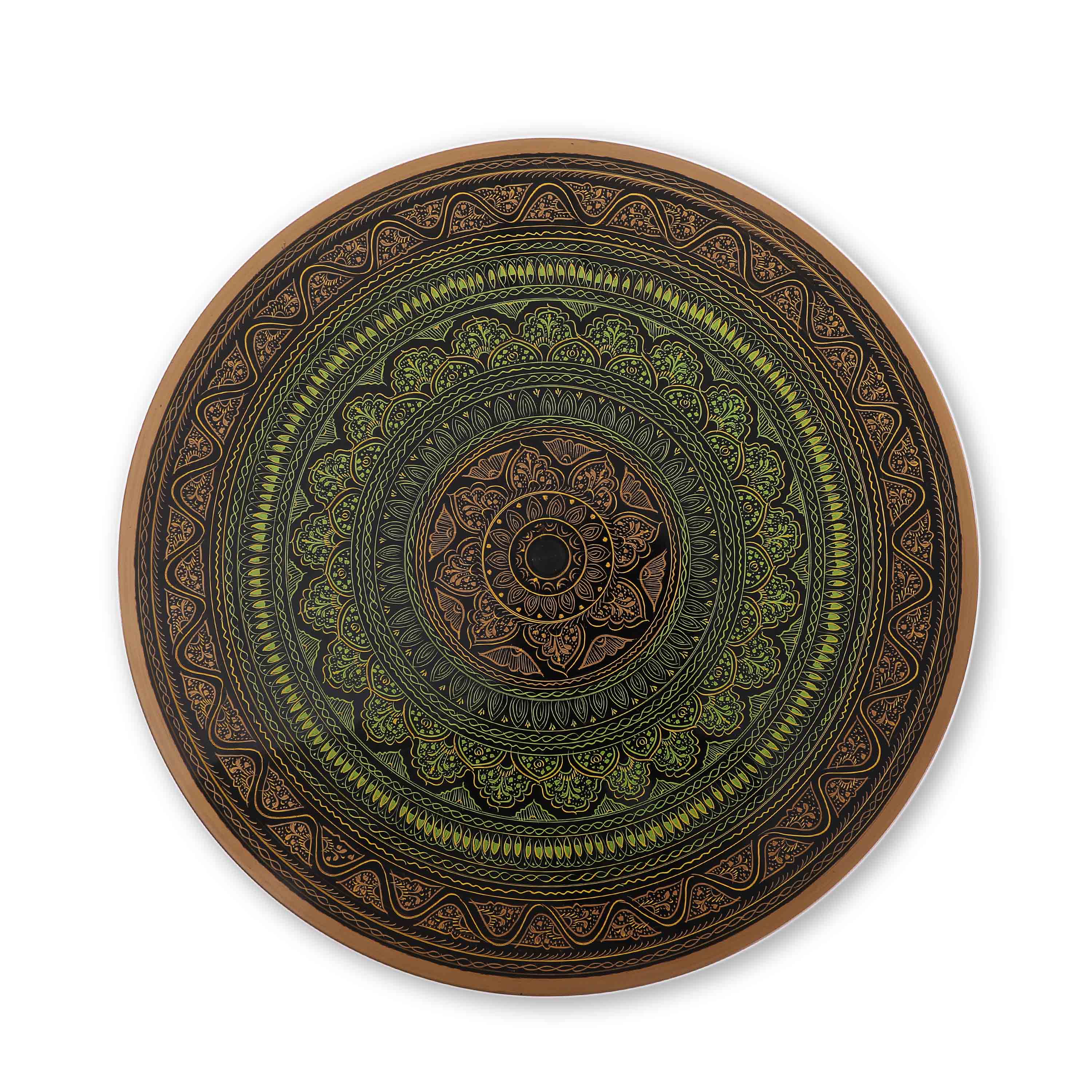 Wooden Pyrographic Coffee Table (GREENISH)