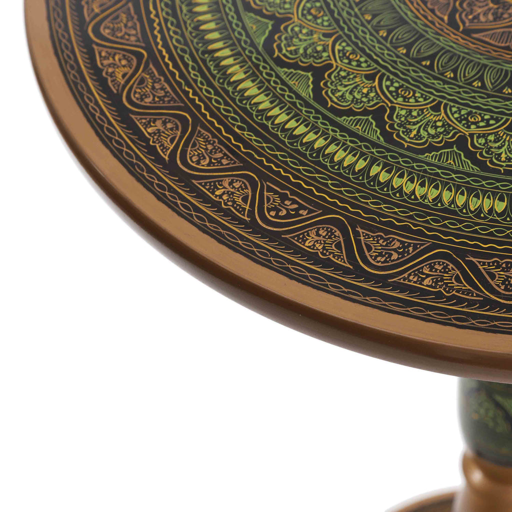 Wooden Pyrographic Coffee Table (GREENISH)