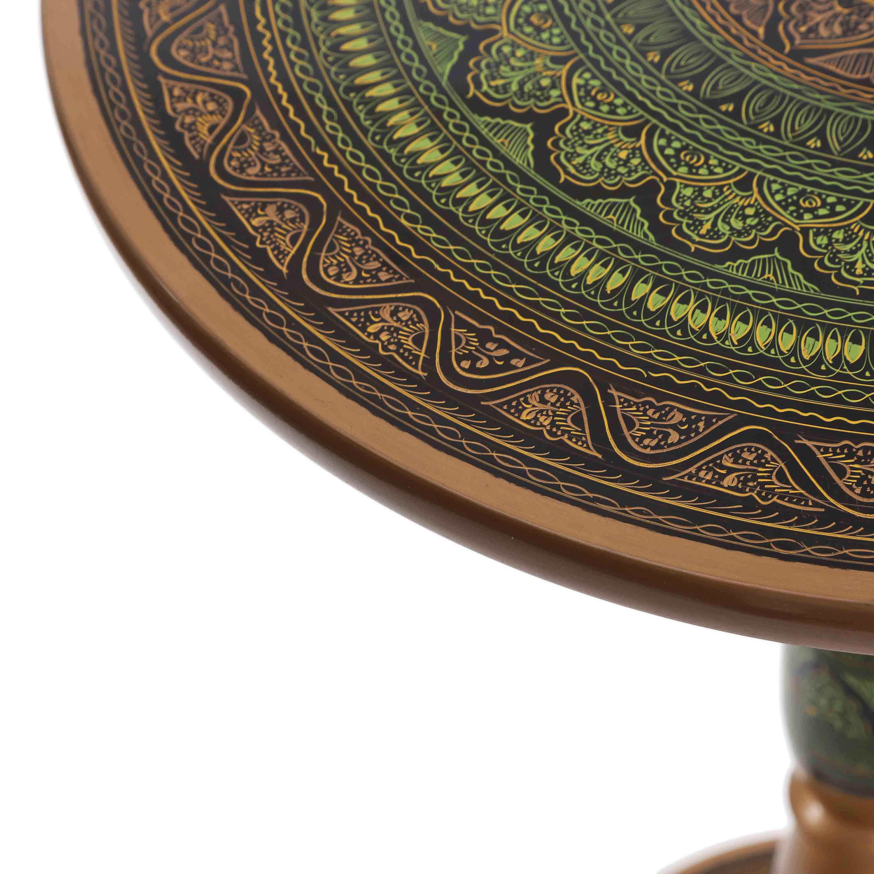 Wooden Pyrographic Coffee Table (GREENISH)