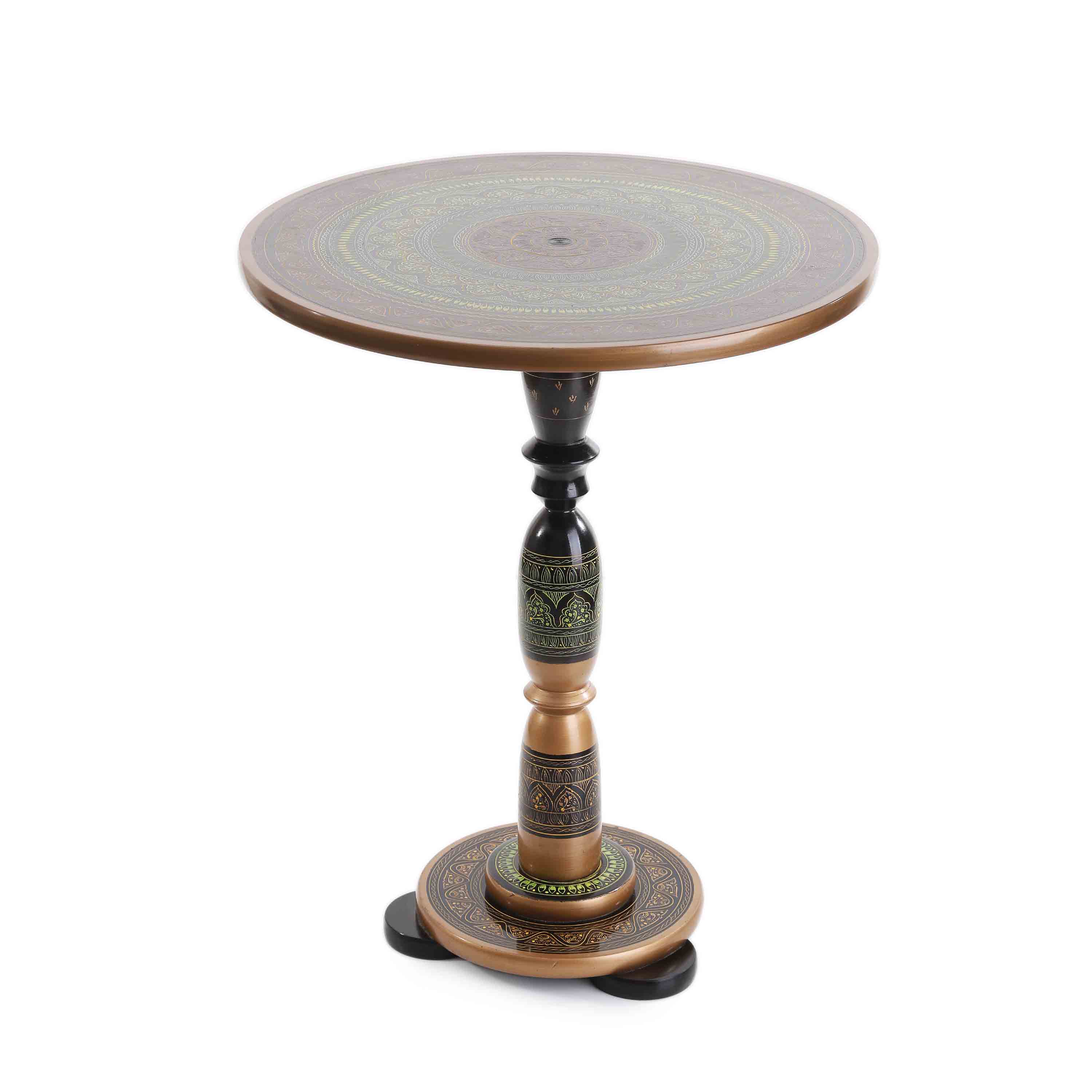 Wooden Pyrographic Coffee Table (GREENISH)