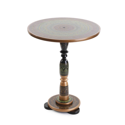 Wooden Pyrographic Coffee Table (GREENISH)