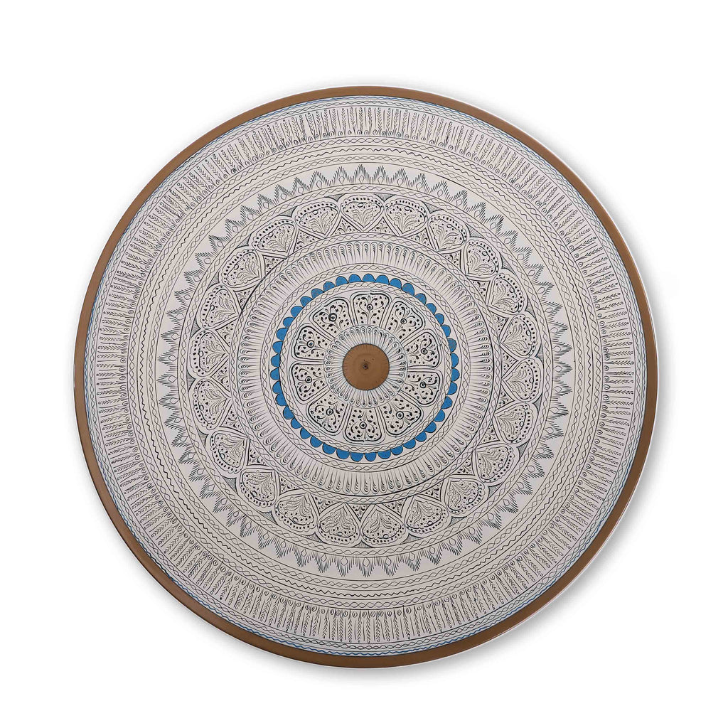 Wooden Pyrographic Coffee Table (Black & Blue)