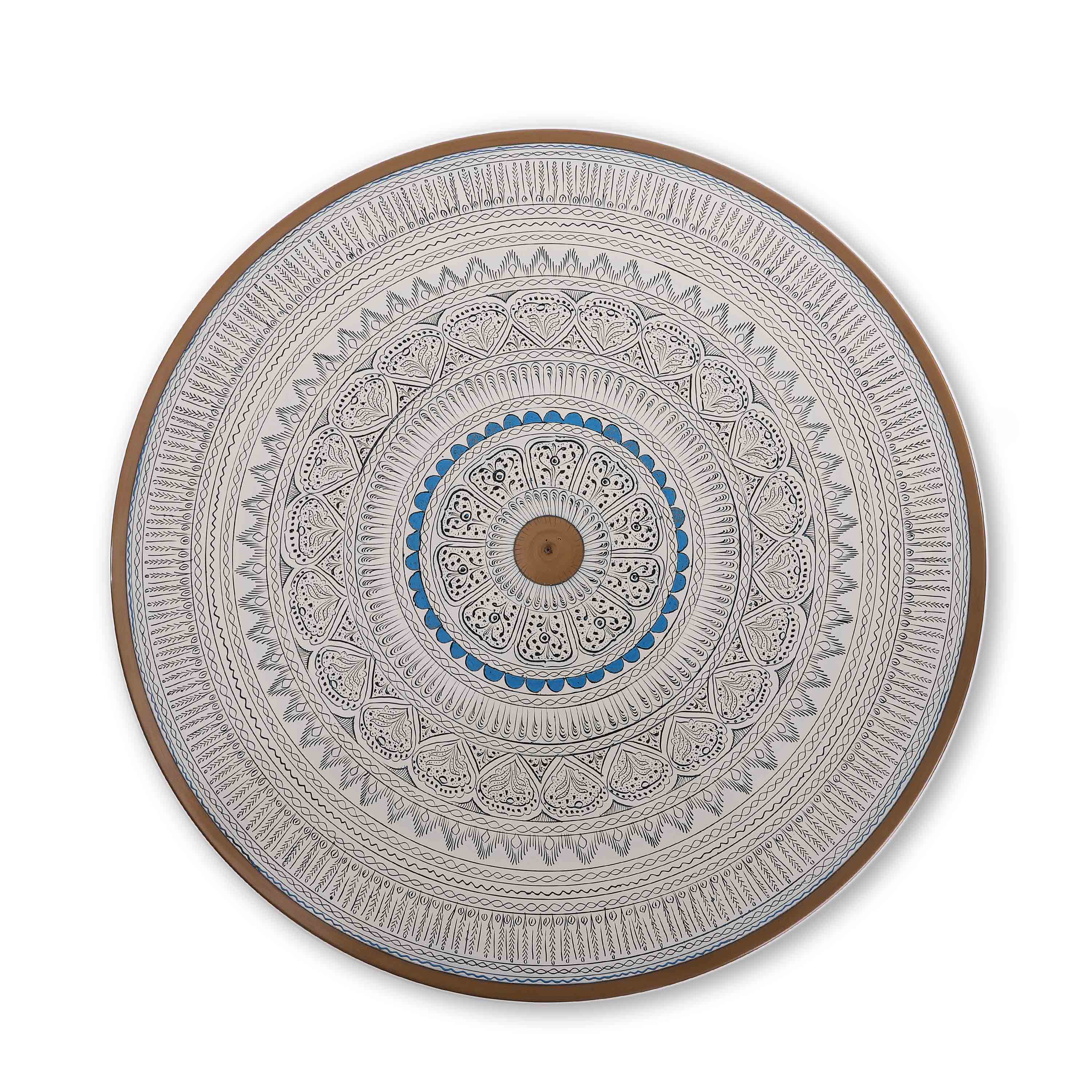 Wooden Pyrographic Coffee Table (Black & Blue)