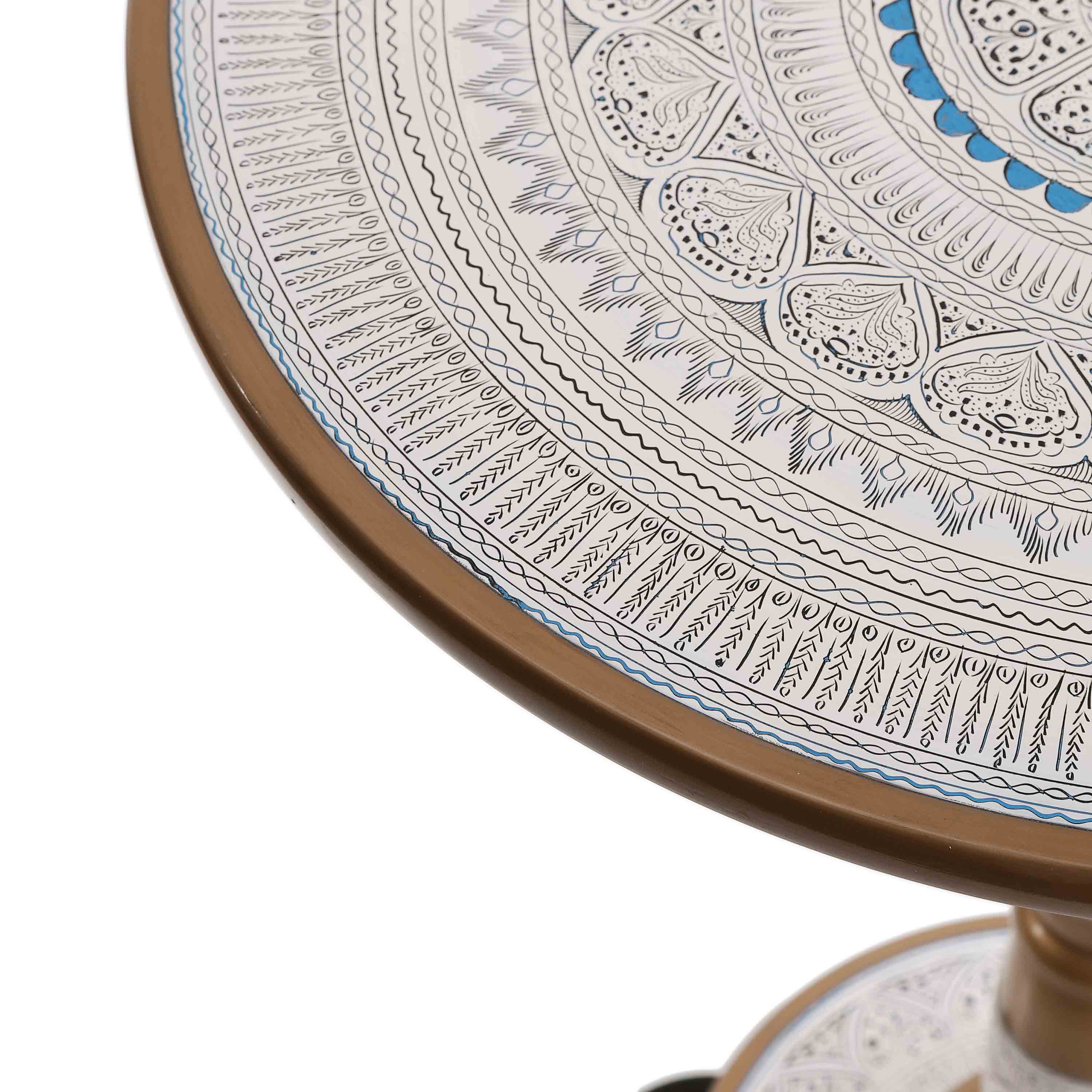 Wooden Pyrographic Coffee Table (Black & Blue)