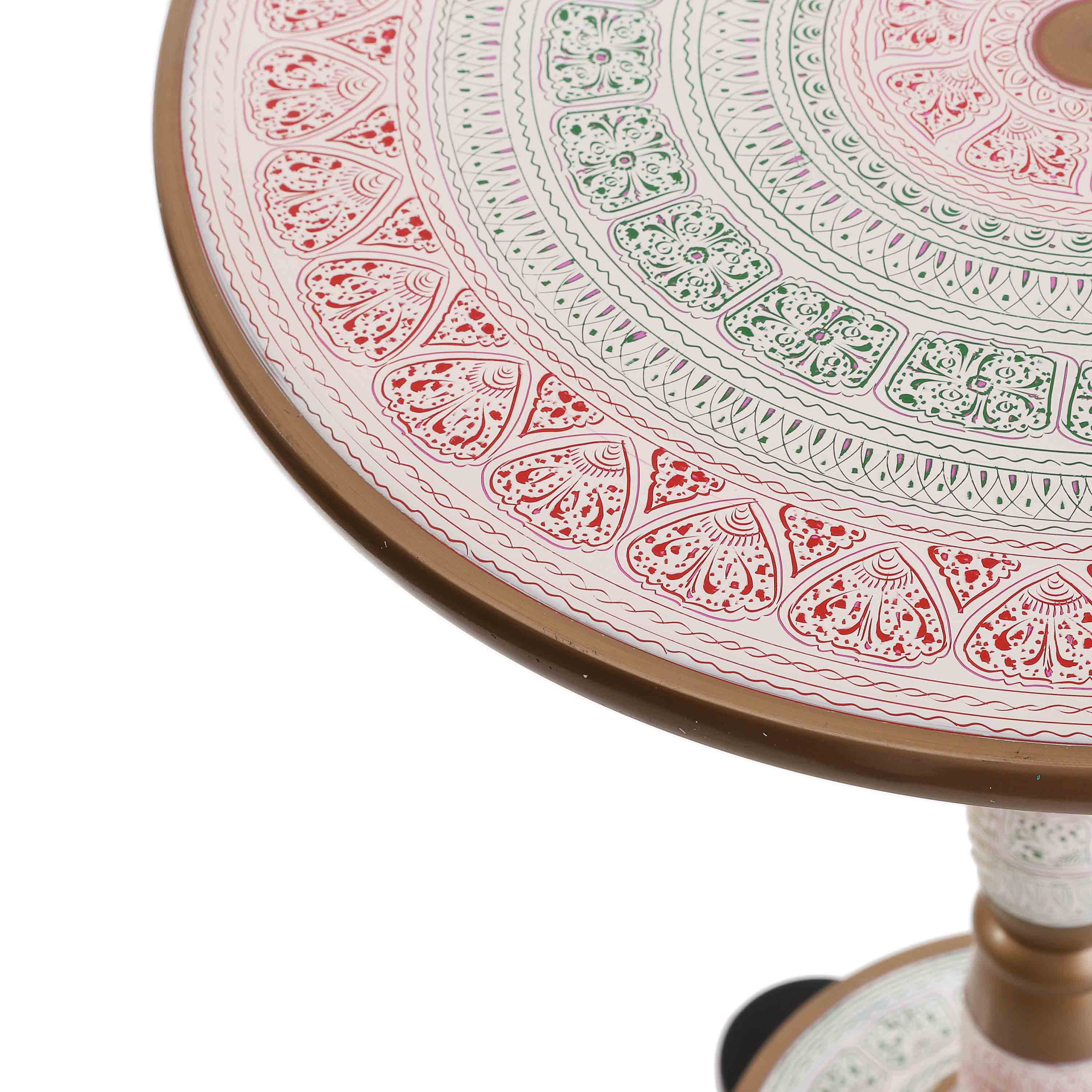 Wooden Pyrographic Coffee Table (Green & Red)