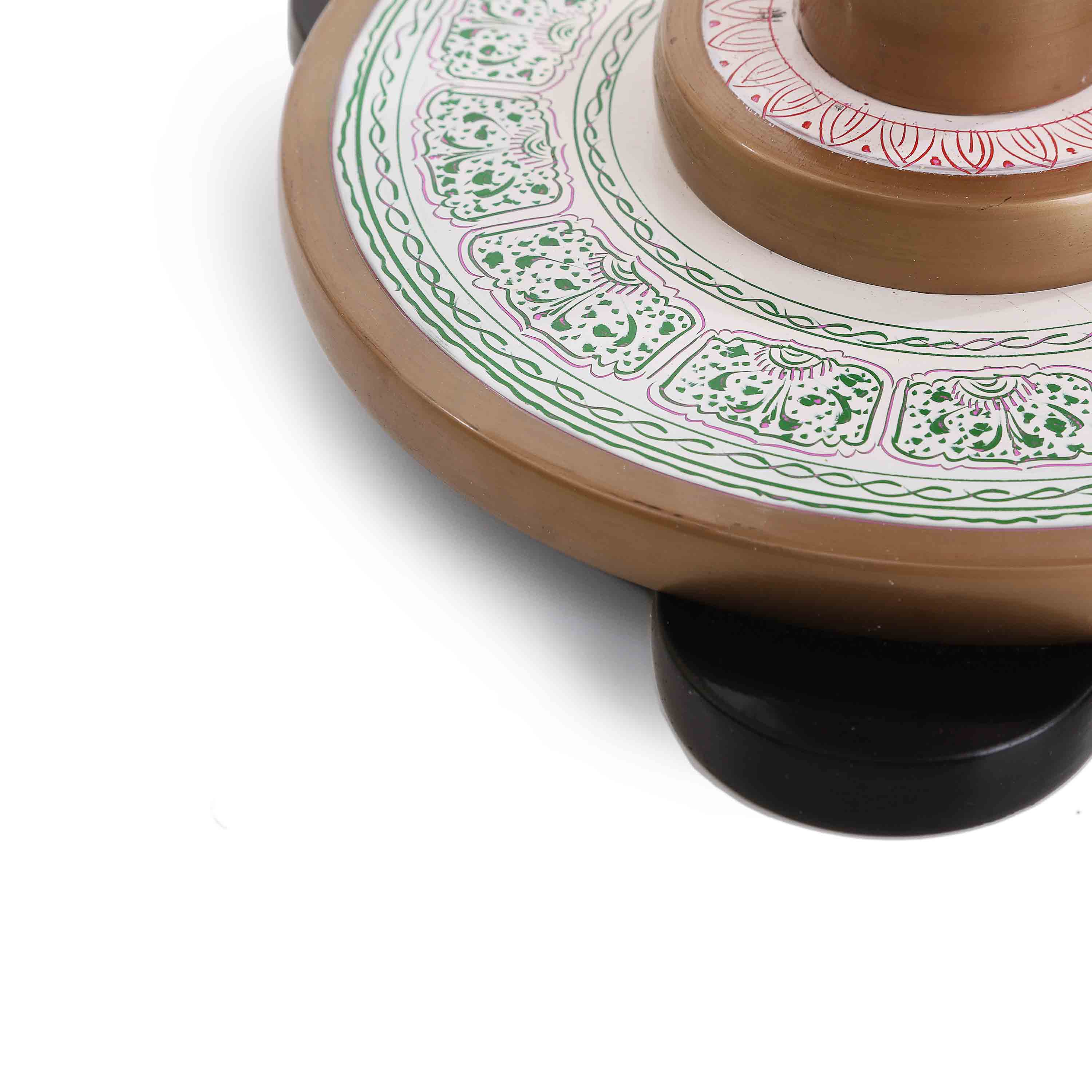 Wooden Pyrographic Coffee Table (Green & Red)