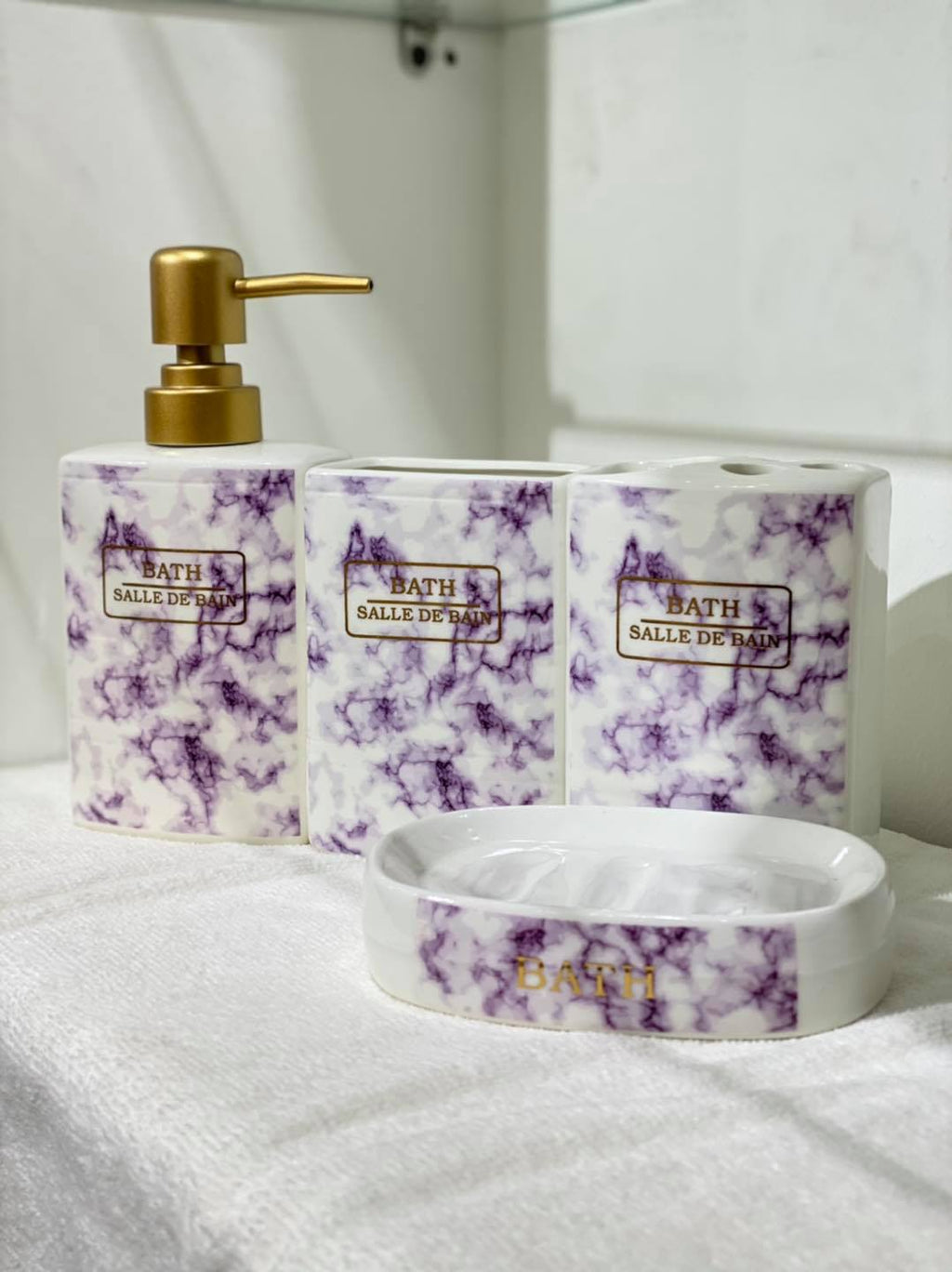 Luxury Purple Marble Bathroom Set
