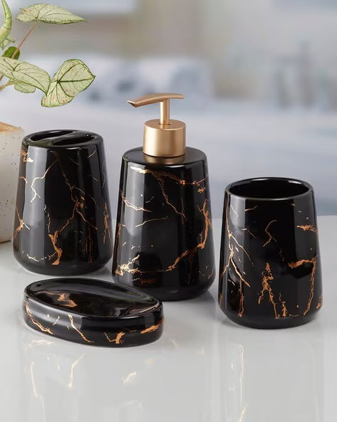 Gold Abstract Design Bathroom Set