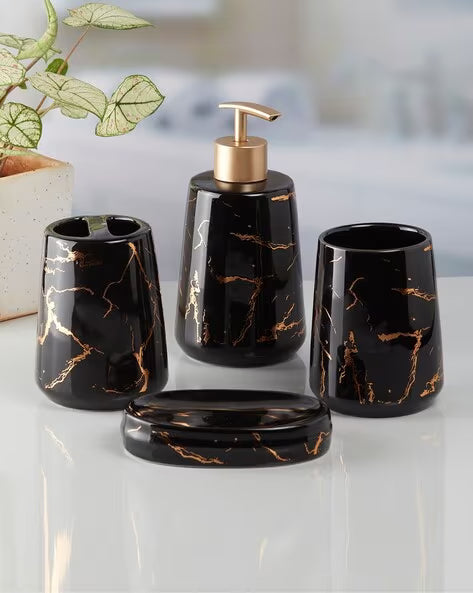 Gold Abstract Design Bathroom Set