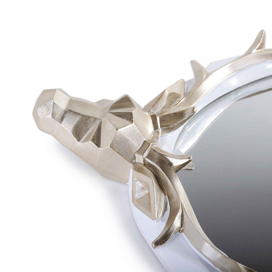 Deer Handled Mirror Tray (White)