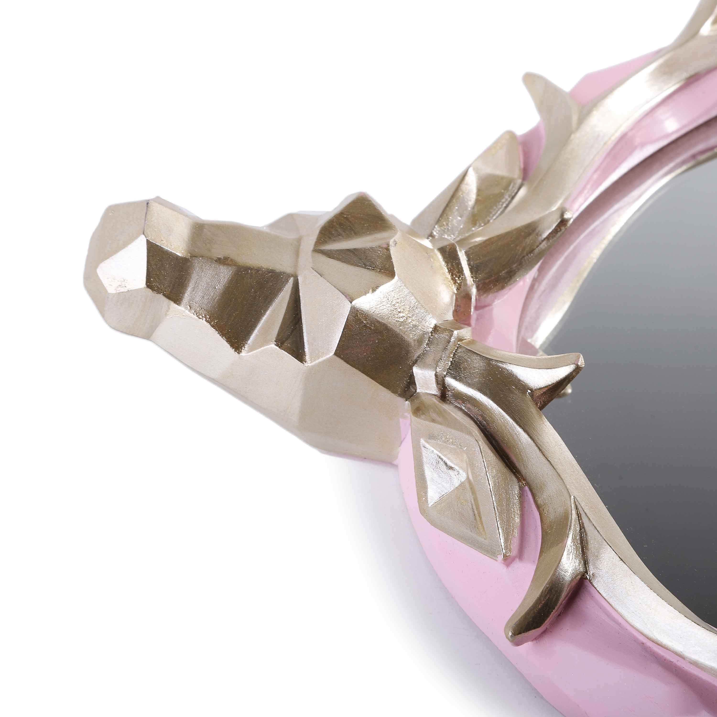 Deer Handled Mirror Tray (Pink)