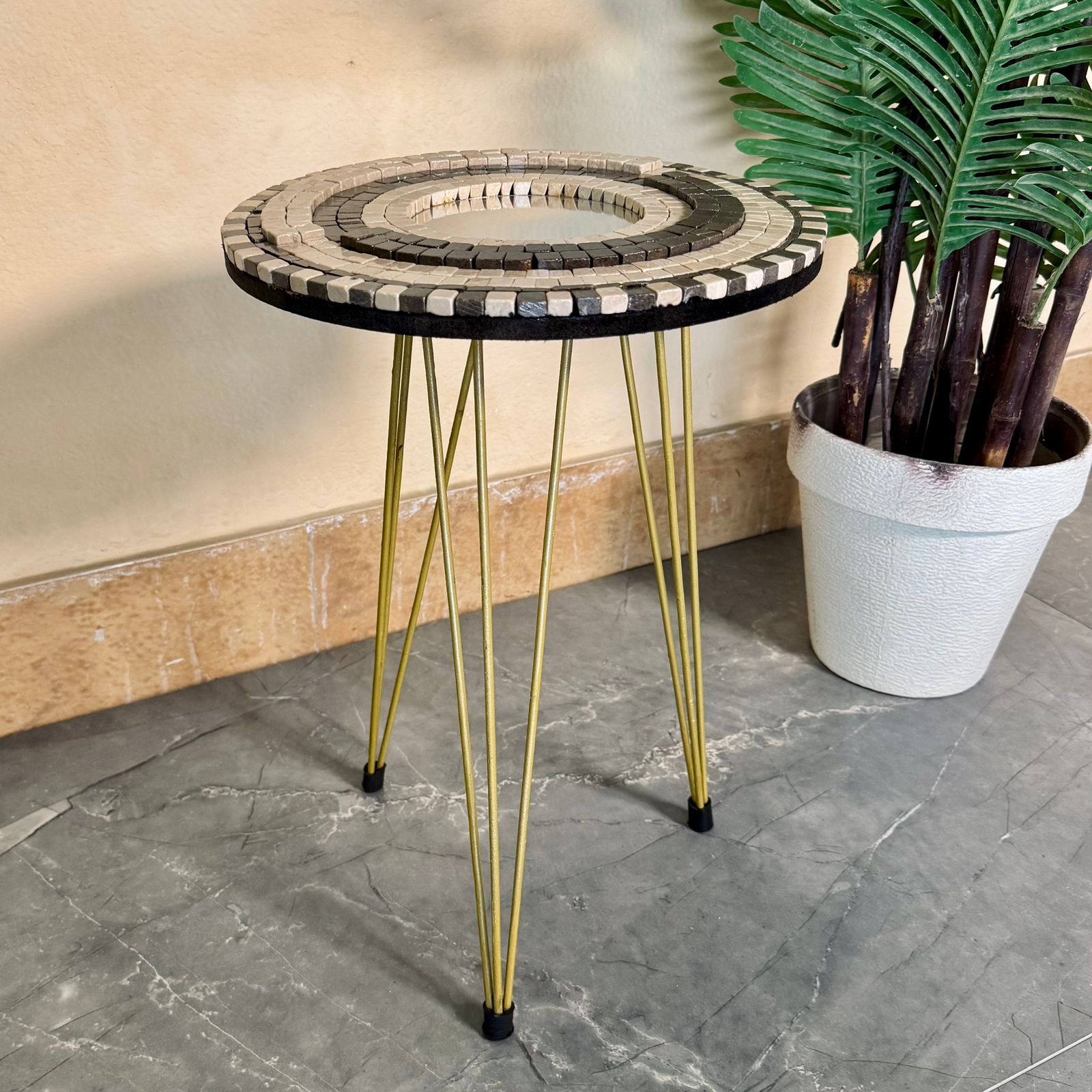 Mirror Mosaic Table (Brown & Beige)