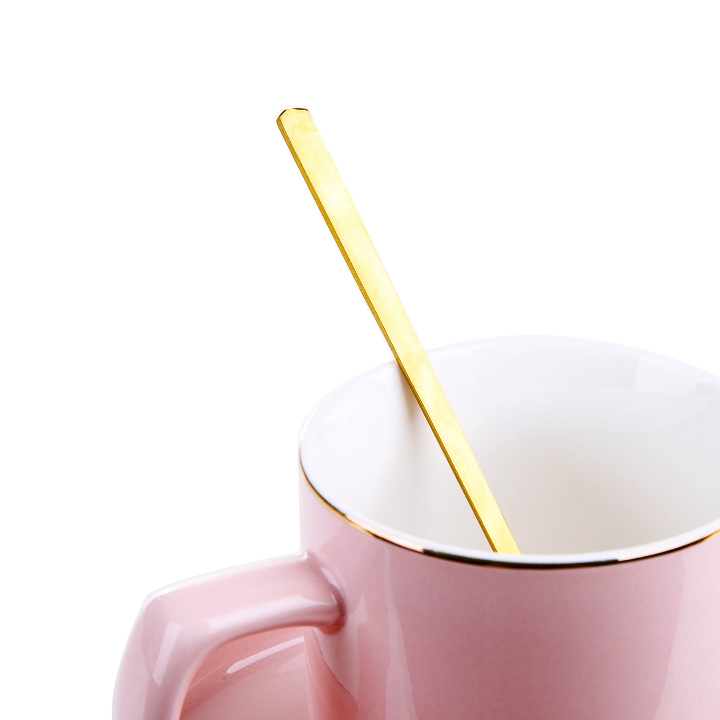 Formal Pink Mug With Tray & Spoon