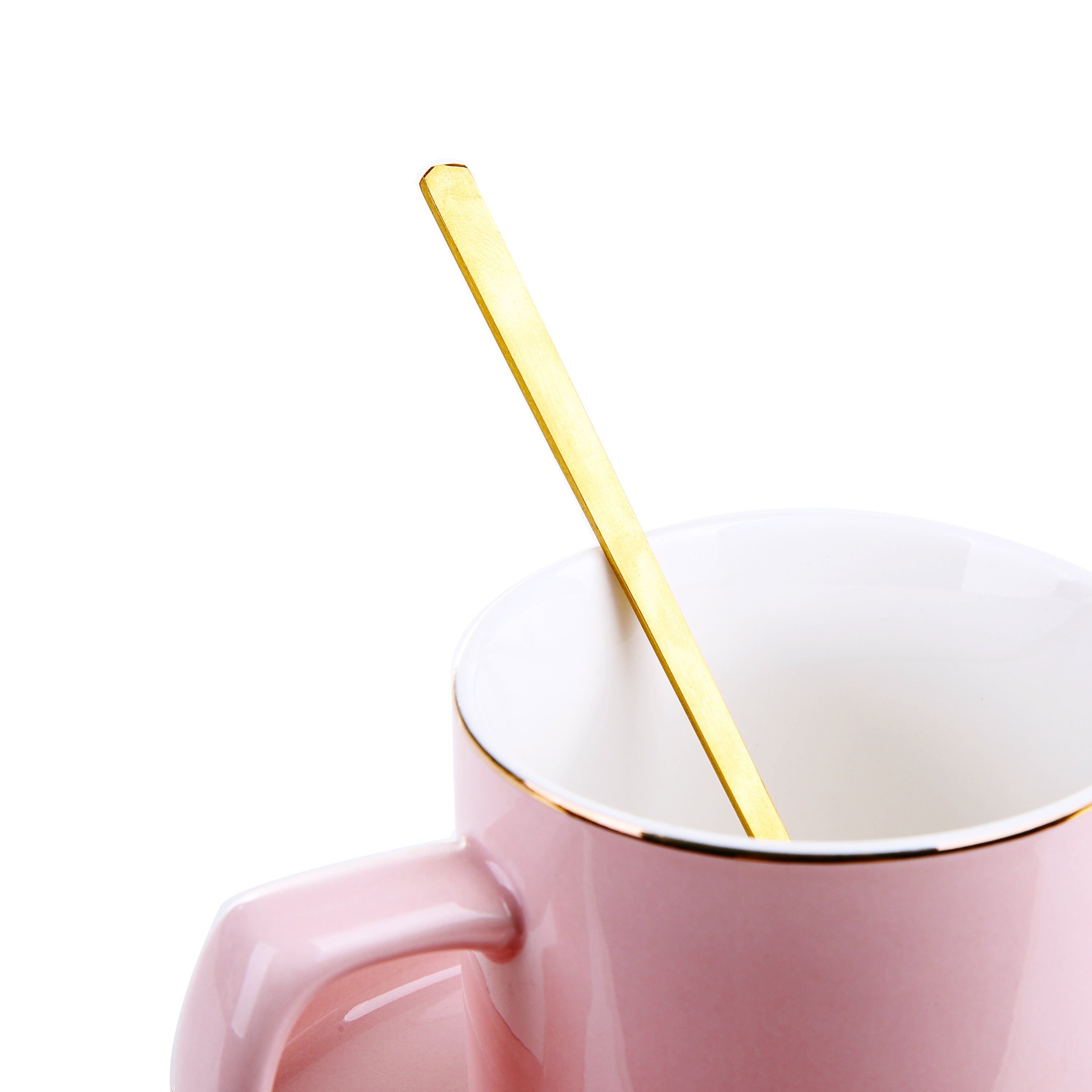 Formal Pink Mug With Tray & Spoon
