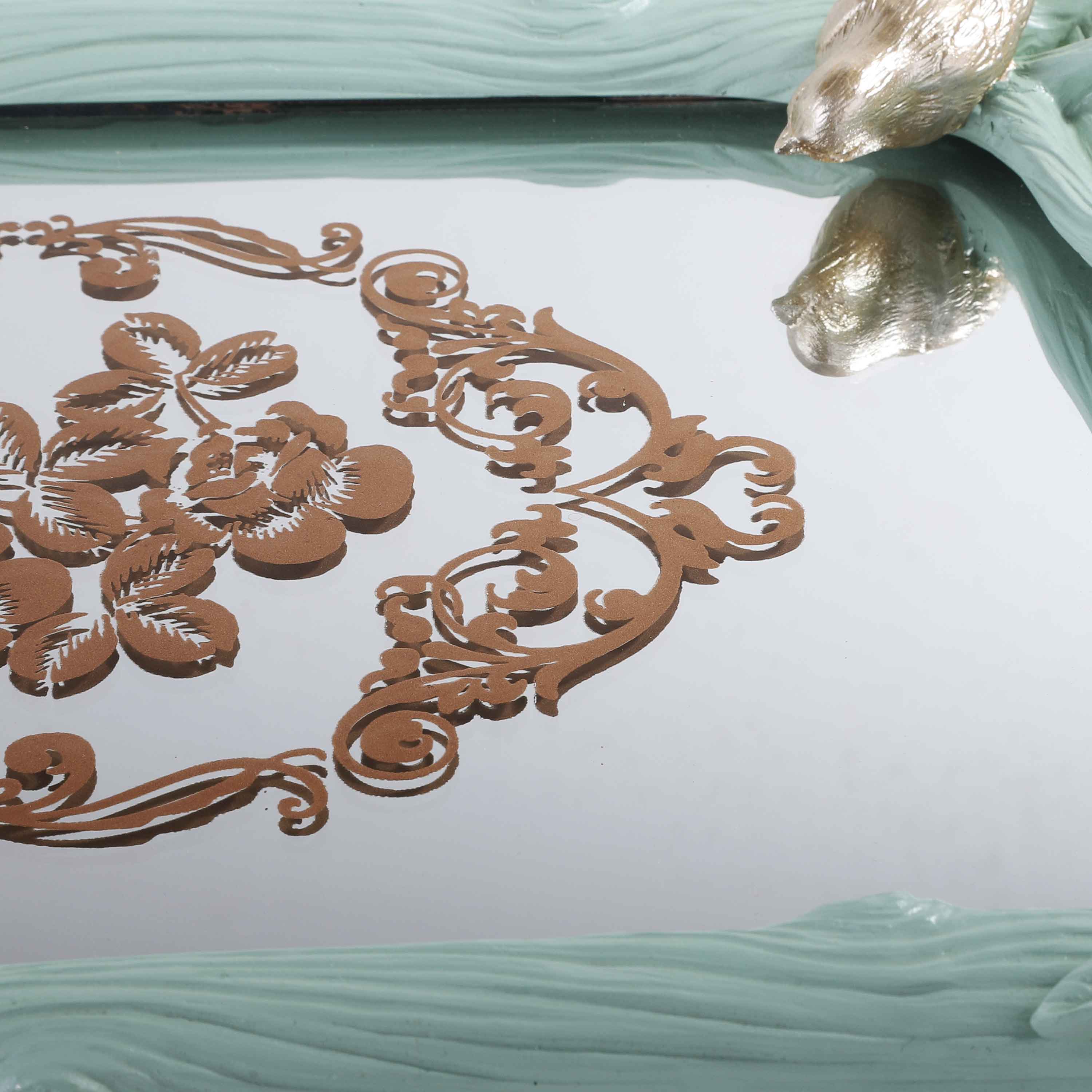 Sparrow Mirror Tray (Light Green)