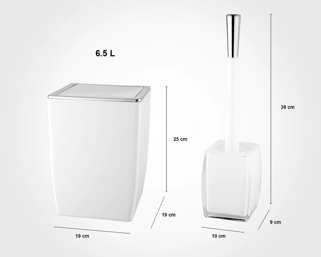 Modern Premium Square Design Bath Accessory (White Silver)