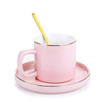 Formal Pink Mug With Tray & Spoon