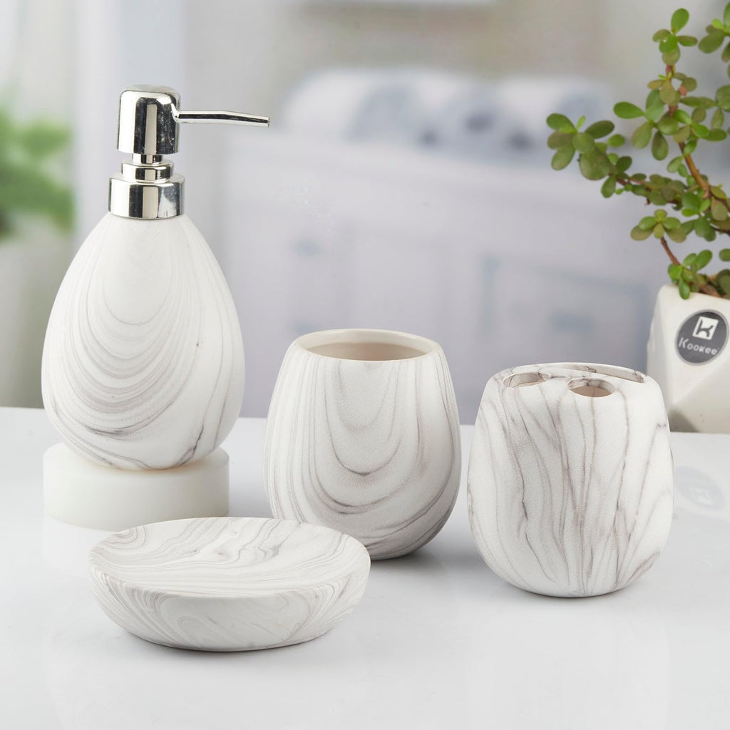 White Ceramic Design Bathroom Set