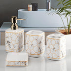 Marble Golden Hexagon Bathroom Set