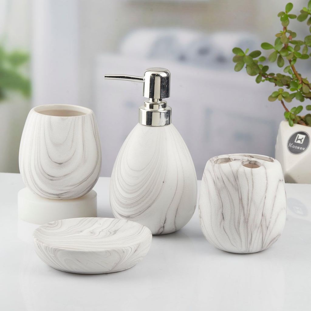 White Ceramic Design Bathroom Set