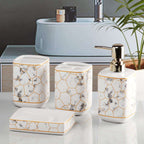 Marble Golden Hexagon Bathroom Set