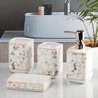 Marble Golden Hexagon Bathroom Set