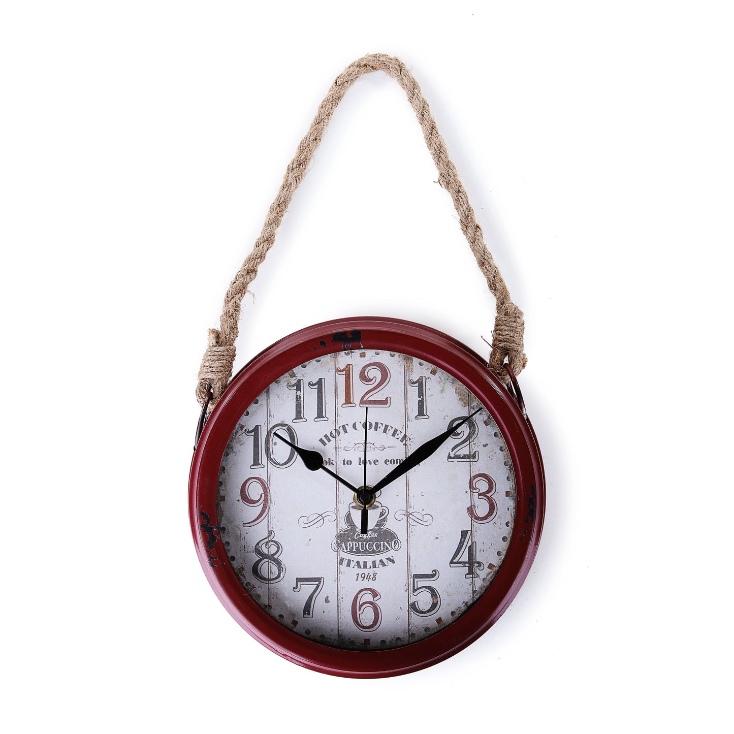 Rusty Wall Clock with Rope (Red)