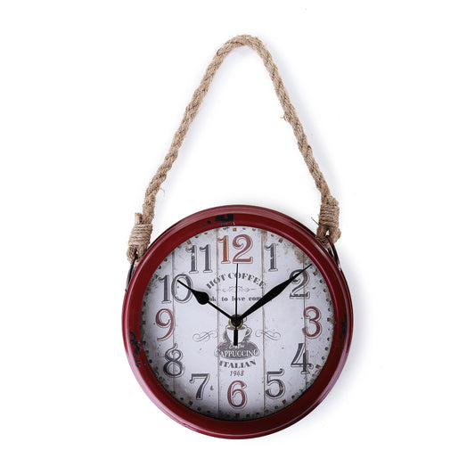 Rusty Wall Clock with Rope (Red)