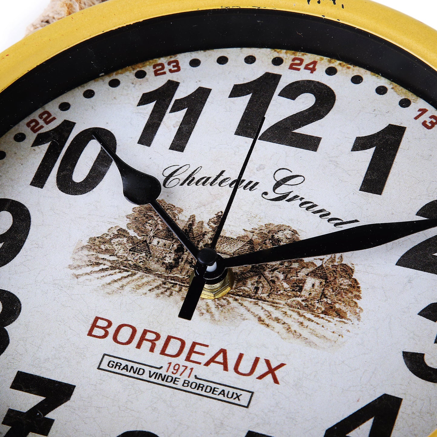 Rusty Wall Clock with Rope (Yellow)