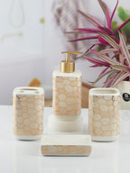 Hexagon Design Bathroom Set (White)