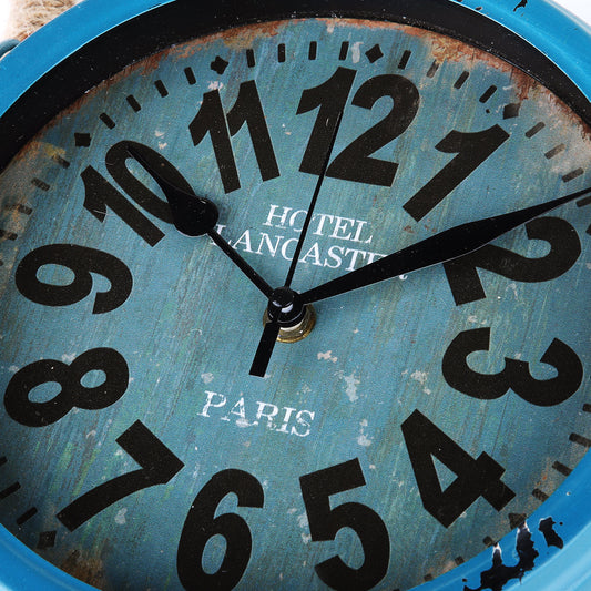 Rusty Wall Clock with Rope (Blue)