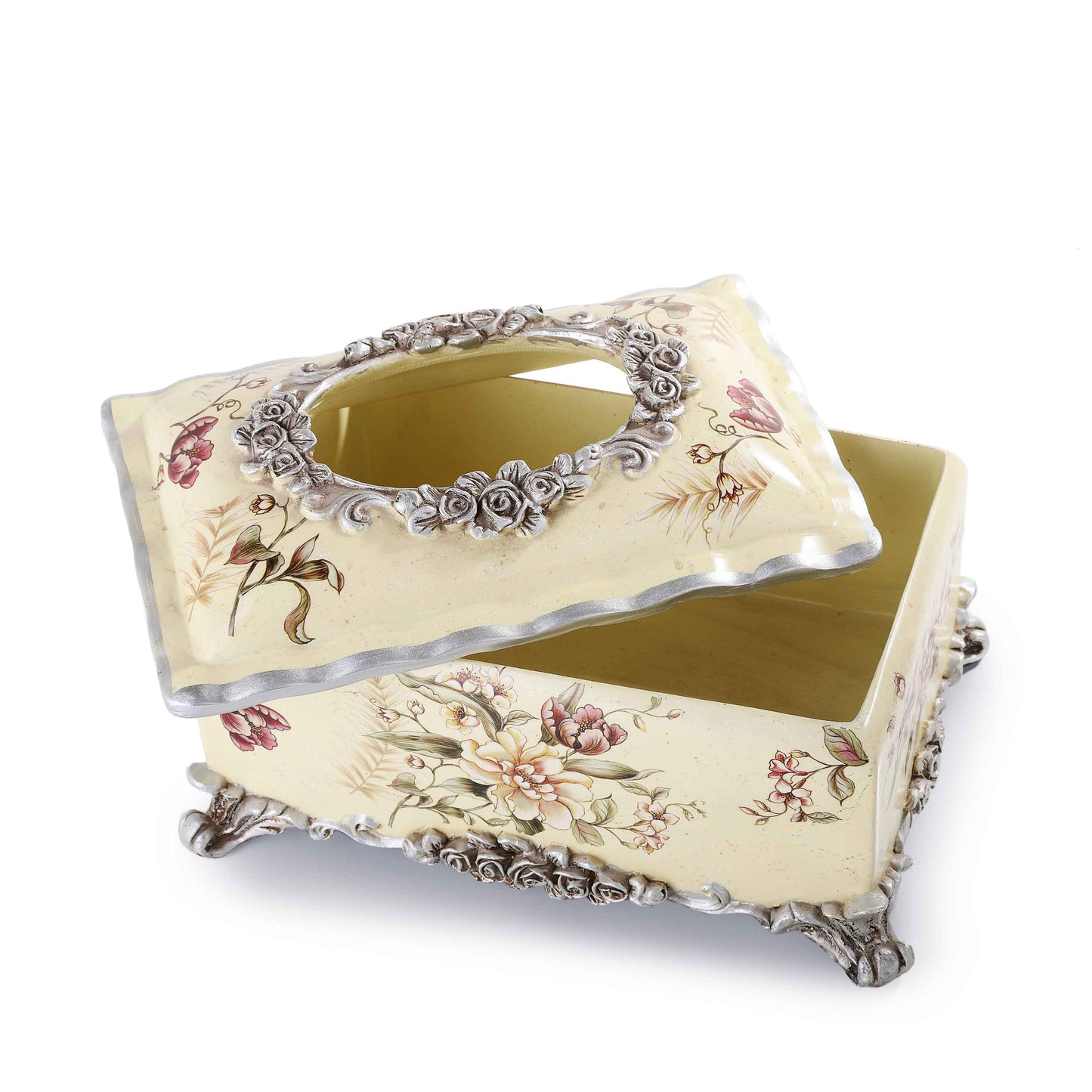 Light Yellow Floral Tissue Box