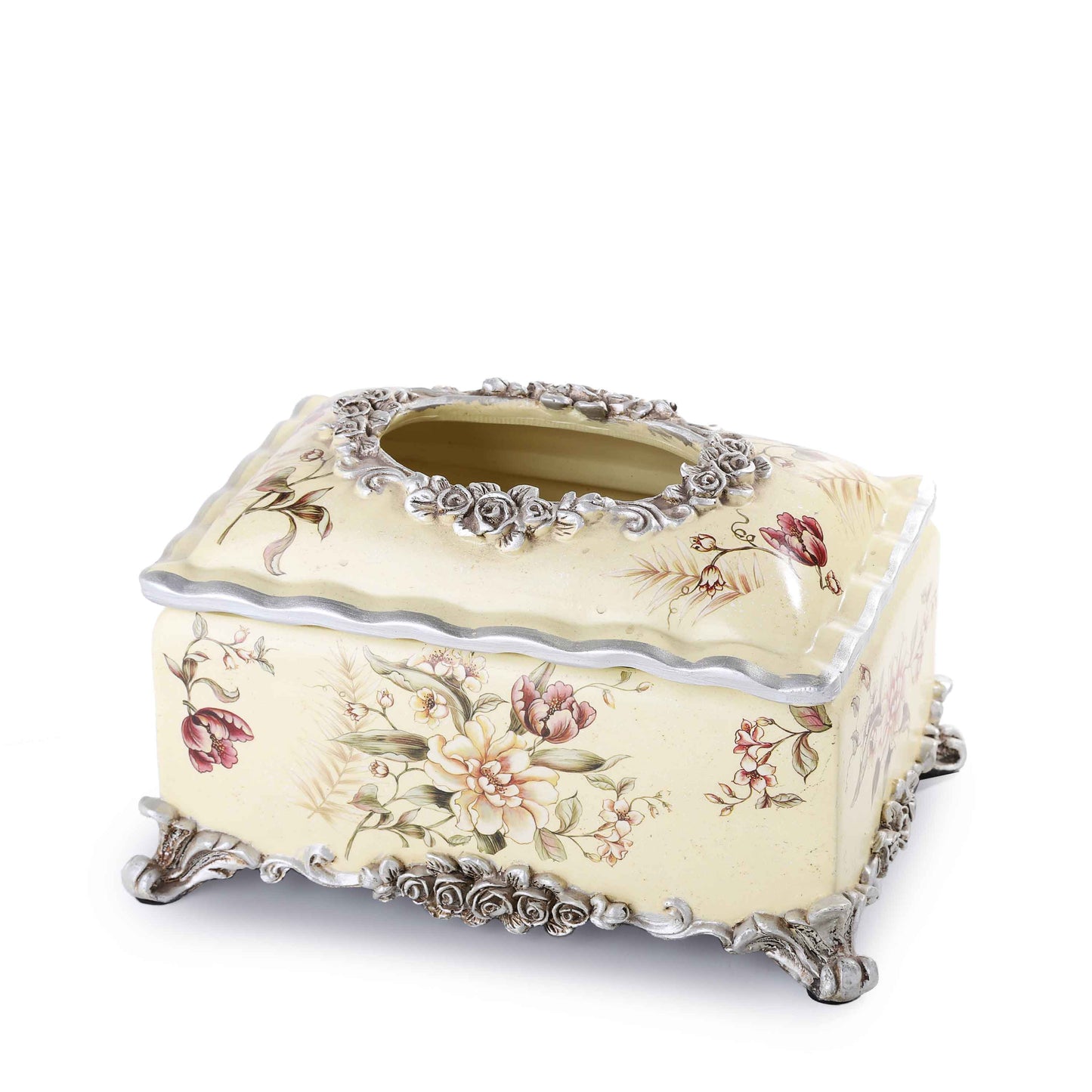Light Yellow Floral Tissue Box