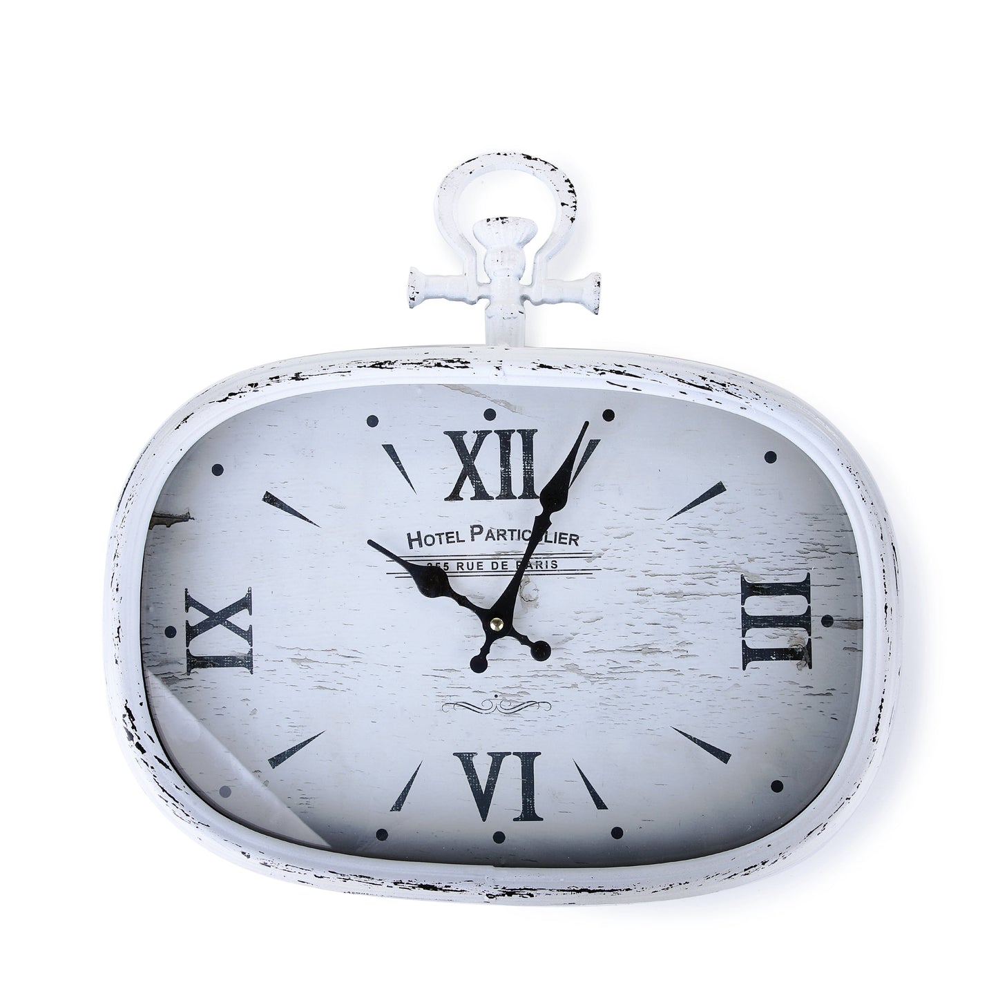 Rusty White Rectangle Wall Clock