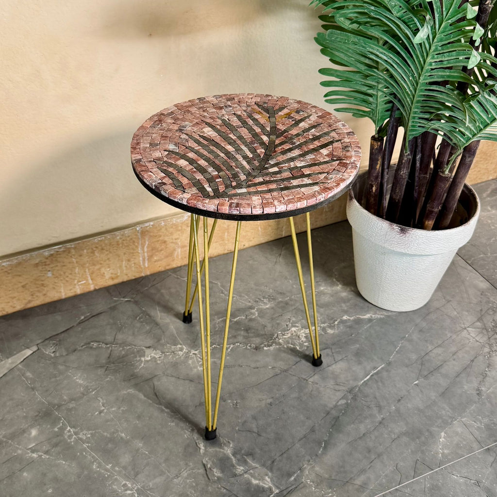 Leaf Mosaic Table (Brown & Black)