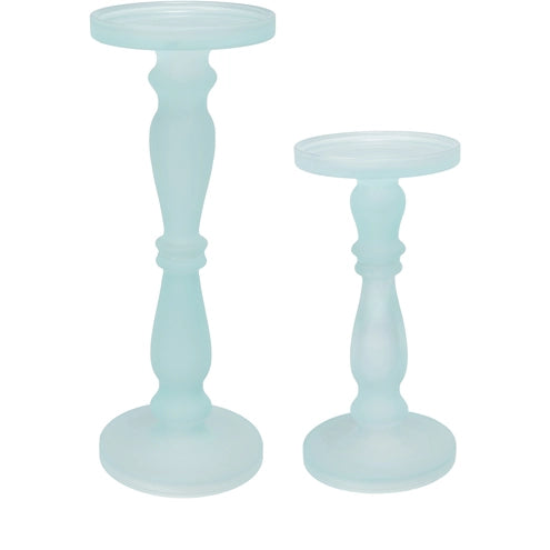 Frosted Glass Candlestick (Set Of 2)