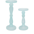 Frosted Glass Candlestick (Set Of 2)