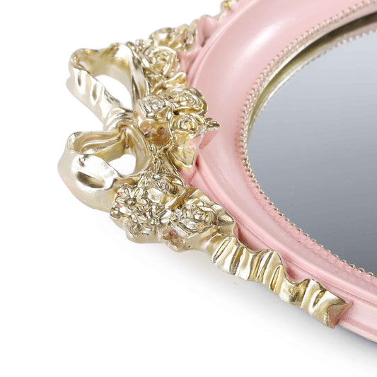 Royal Flower Mirror Tray (Pink)