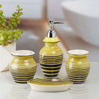 Yellow & Black Striped Bathroom Set