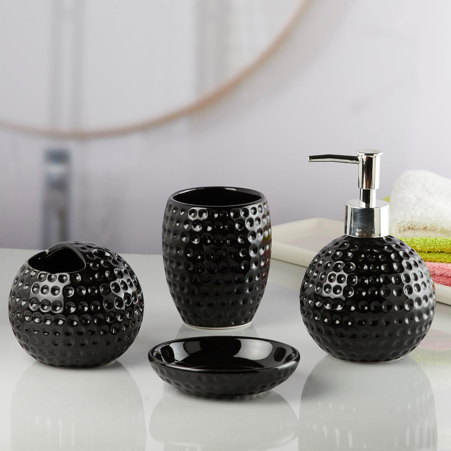 Embossed Dotted Design Bathroom Set