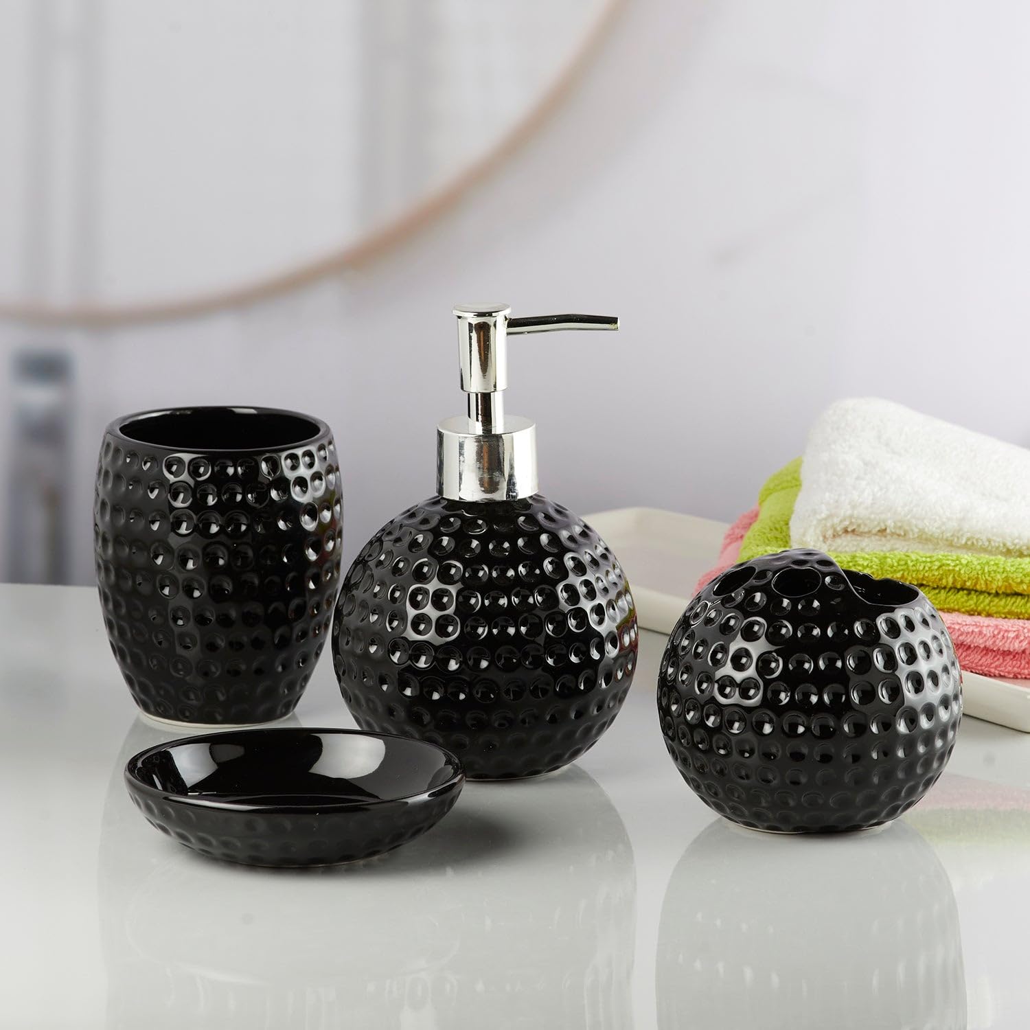 Embossed Dotted Design Bathroom Set