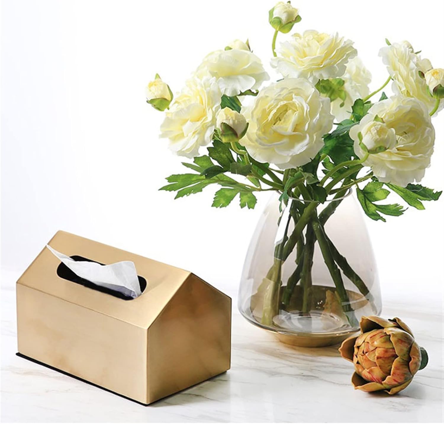Gilded Brass Metal Tissue Box