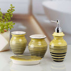 Yellow & Black Striped Bathroom Set