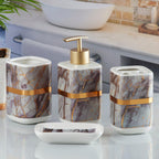 Marble Design Golden Starp Bathroom Set