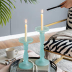Frosted Glass Candlestick (Set Of 2)