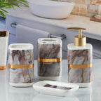 Marble Design Golden Starp Bathroom Set